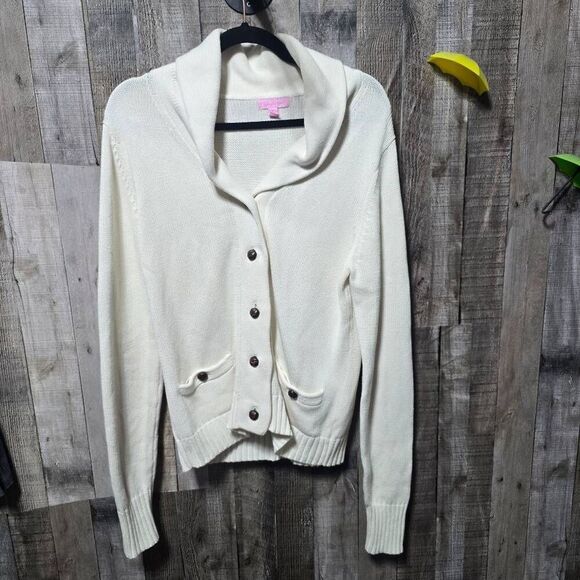 Lilly Pulitzer Ivory Knit Button Cardigan - Picture 1 of 5